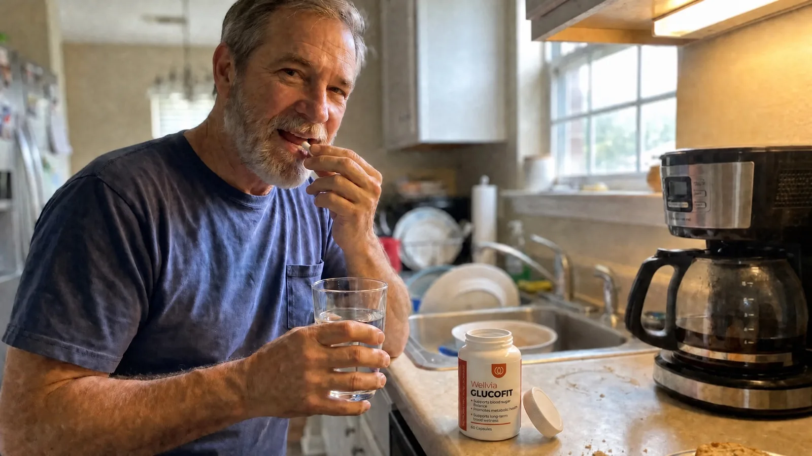 Man taking Gluco Capsules supplement