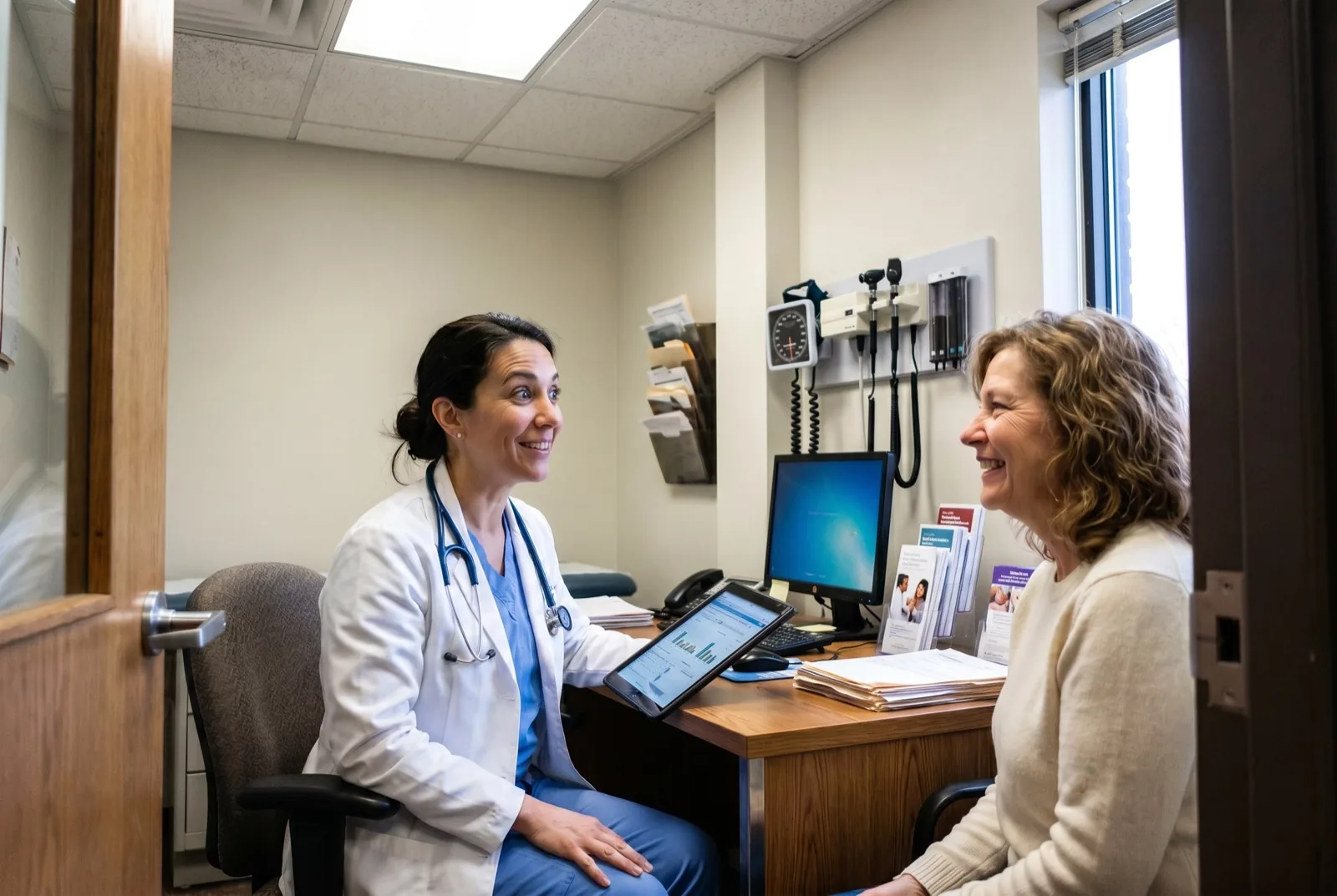 Patient receiving good news from doctor